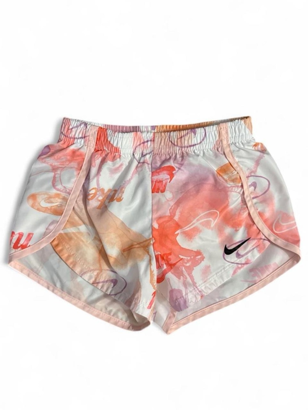 Nike Kids Watercolor Print Athletic Shorts - Pink, Orange, Purple